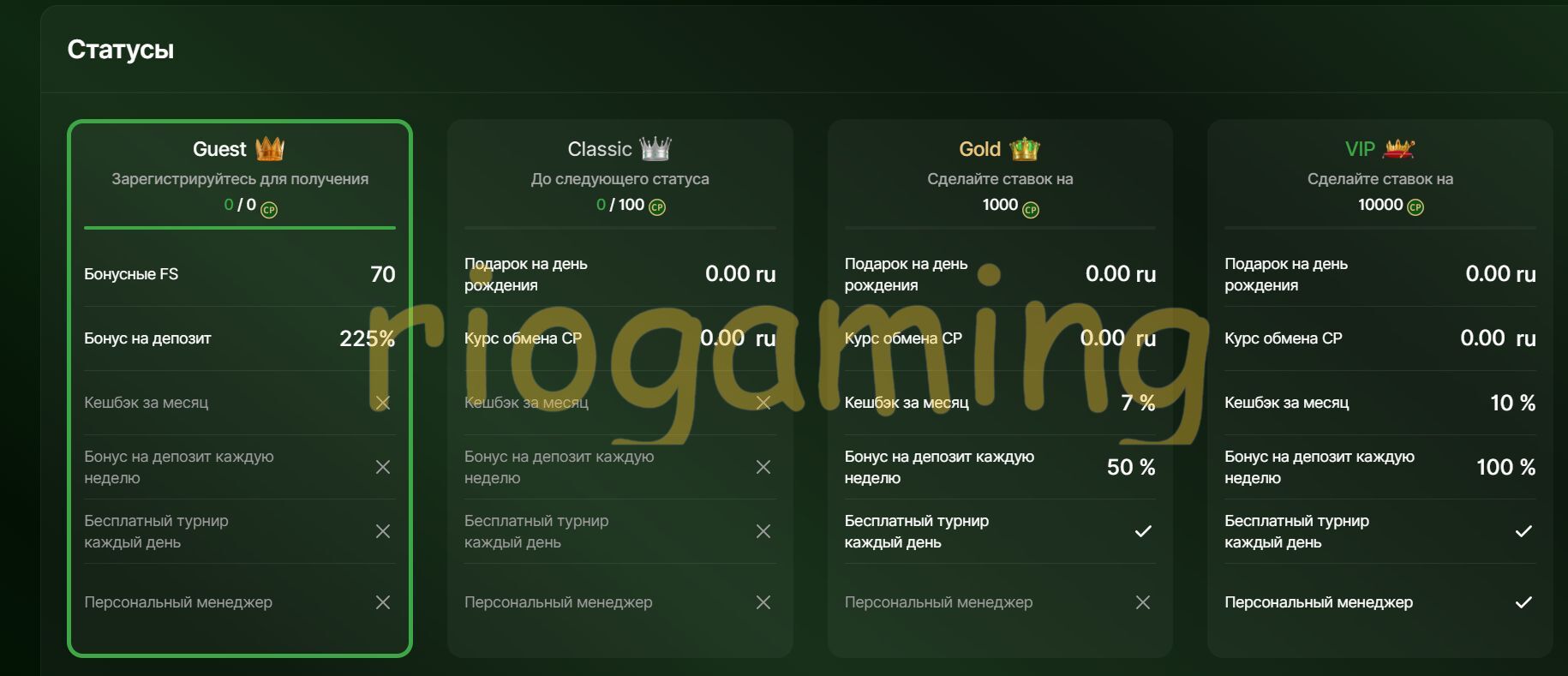 Программа лояльности Riobet