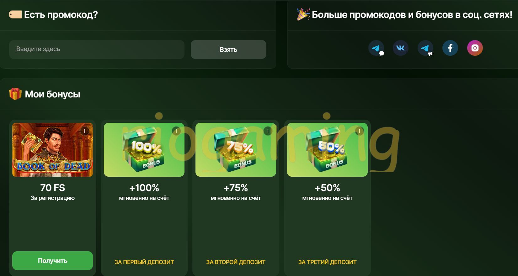 Бонусы Riobet